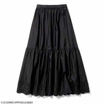 サンリオキャラクターコラボ コットンスカラップレースのスカート〈タキシードサム〉〈ブラック〉