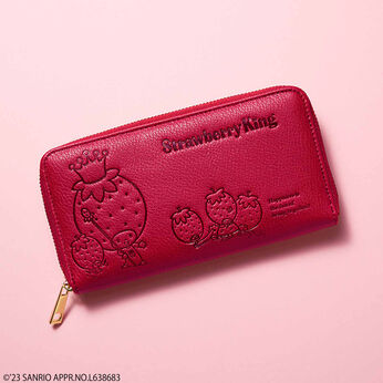 サンリオキャラクターコラボ レトロかわいい型押しの長財布〈いちごの王さま〉