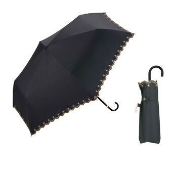 Ｗｐｃ. 小さくても頼れる相棒 コンパクト折りたたみ傘遮光星柄スカラップ晴雨兼用