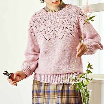 今こそチャレンジ 輪針で編める 手編みのセーター〈ミスティーローズ〉