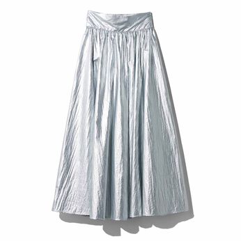 MEDE19F シルバーコーティング素材のギャザースカート〈シルバー〉