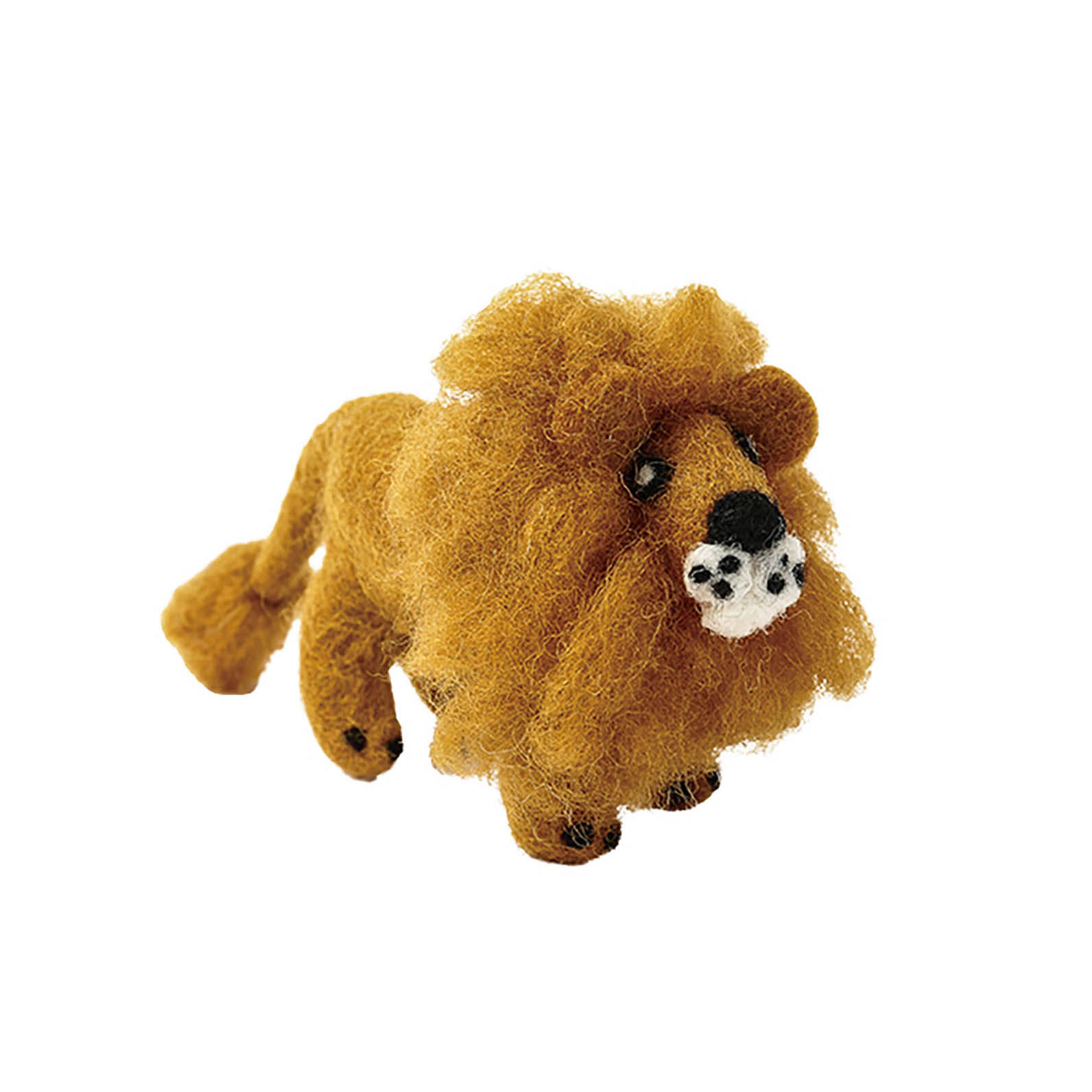 ネパールのハンドメイド　フェルトアニマルおきもの〈ライオン〉