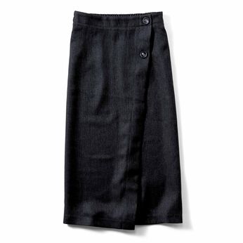 IEDIT[イディット] ラップ風デザインで着映える 細見えIラインスカート