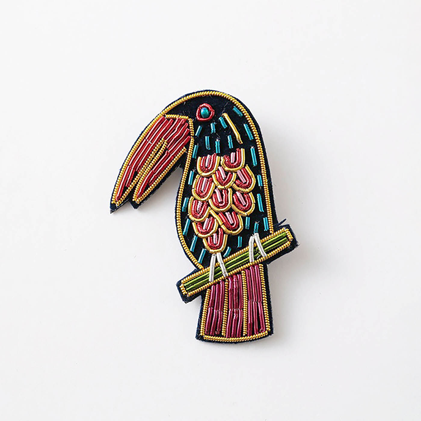ザリ刺しゅうブローチ〈オニオオハシ〉