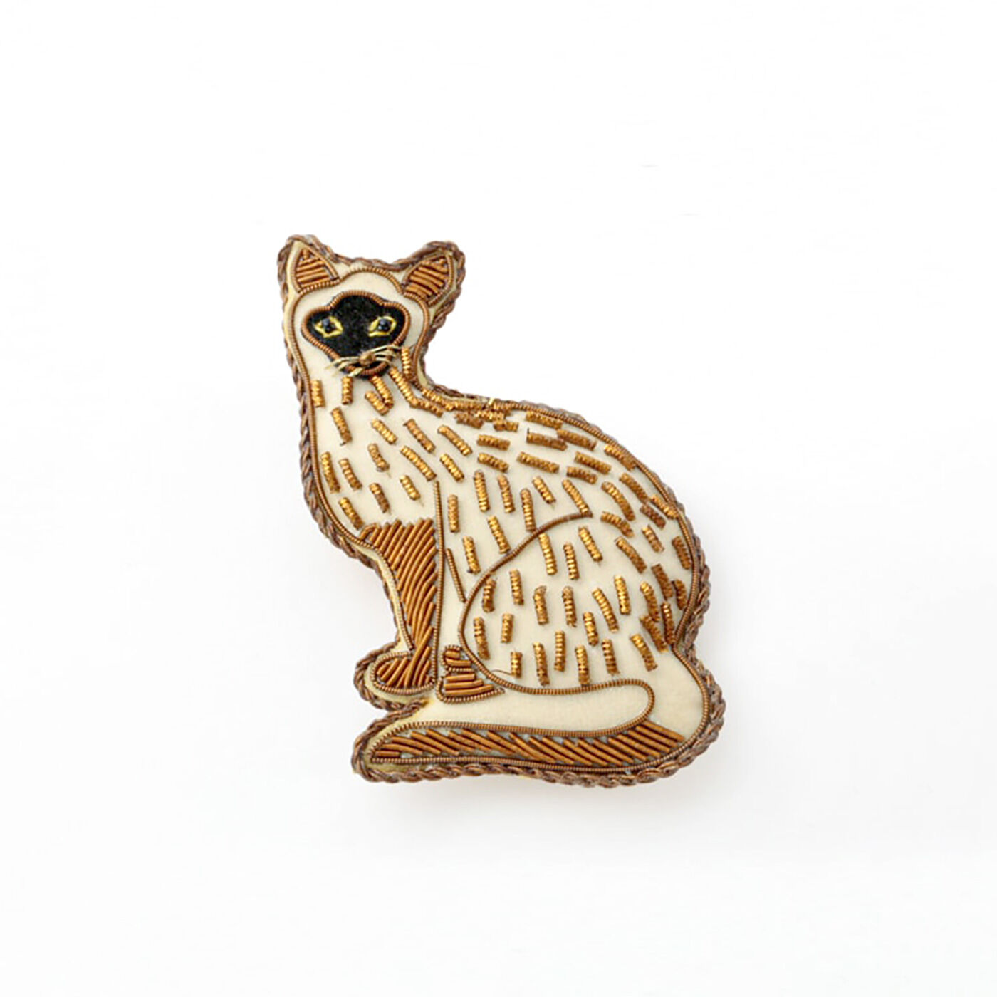 ザリ刺しゅうブローチ〈高貴なネコ〉