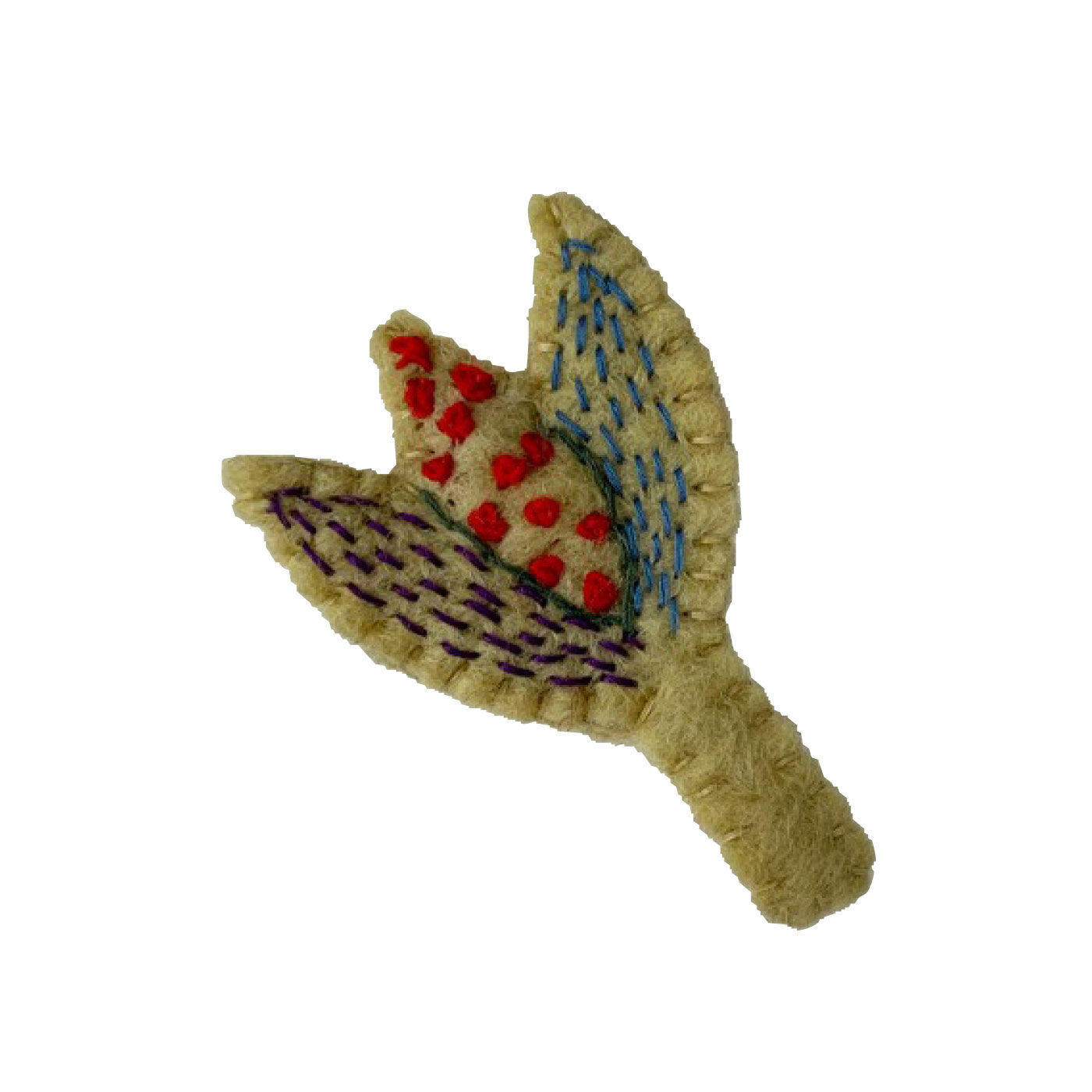 フェルトの花刺しゅうブローチ〈ベージュ〉