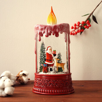心待ちのクリスマスを素敵に演出！きらめくスパンコールの雪景色 キャンドル型バブルＬＥＤライト サンタ