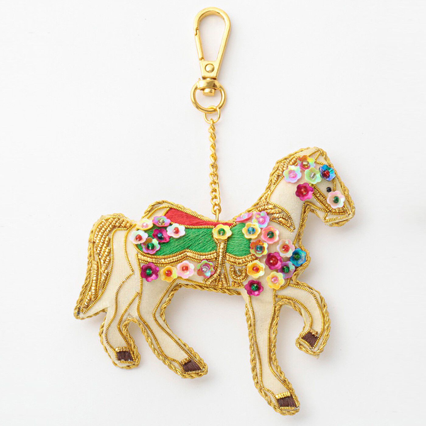 ザリ刺しゅうキーホルダー〈ホワイトホース〉