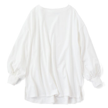 IEDIT[イディット] 福田麻琴さんコラボ 大人が一枚で着こなしやすいロングTシャツ〈オフホワイト〉
