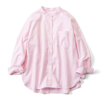 THREE FIFTY STANDARD ライトピンクのスタンドカラーのシャツ