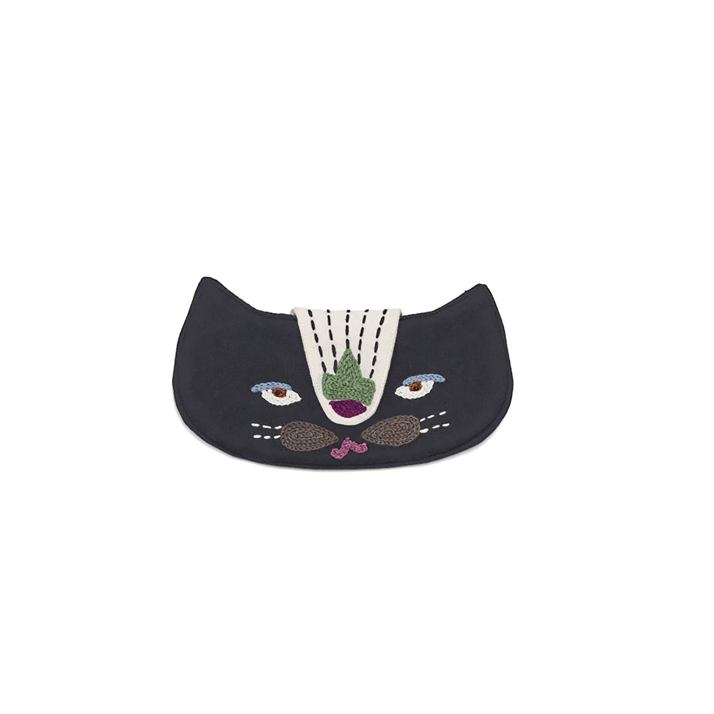 ネコの刺しゅうメガネケース〈黒猫〉