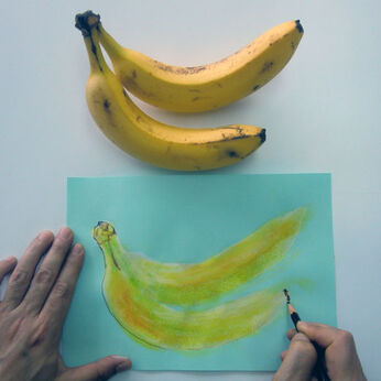 脳がめざめるお絵かきプログラム オイルパステル編用 画材セット８「バナナを描く」