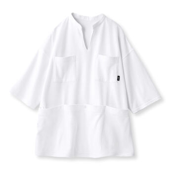 UP.de 着られるバッグ Tシャツ感覚なのにきれい見えする ポケットいっぱい てぶらなカットソースキッパーシャツ〈オフホワイト〉