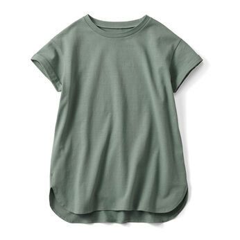 リブ イン コンフォート シンプルだけど絶妙シルエットですっきり見え 空紡糸のコットンTシャツ〈セージグリーン〉