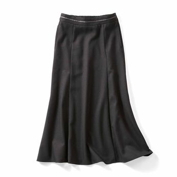 【3～10日でお届け】IEDIT[イディット] シルエットが美しい UVカット機能のすっきり見えスカート〈ブラック〉
