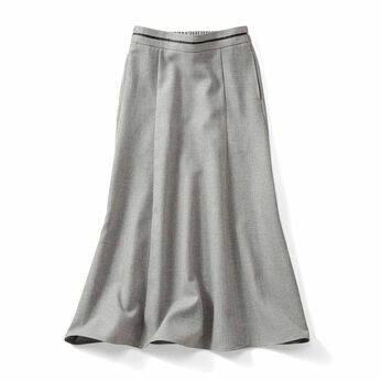 【3～10日でお届け】IEDIT[イディット] シルエットが美しい UVカット機能のすっきり見えスカート〈ライトグレー〉
