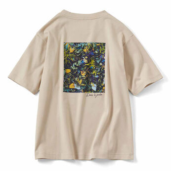 リブ イン コンフォート×plantica コットン100％がうれしい 花咲くフォトTシャツ〈ベージュ〉